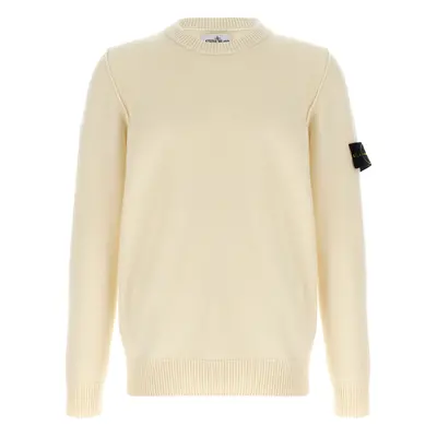 Stone Island-Logo Patch Sweater Maglioni Bianco-Uomo