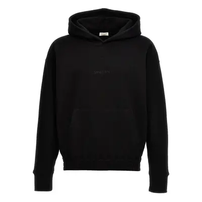 Saint Laurent-Logo Embroidery Hoodie Felpe Nero-Uomo