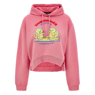 Dsquared2-Printed Hoodie Felpe Rosa-Donna