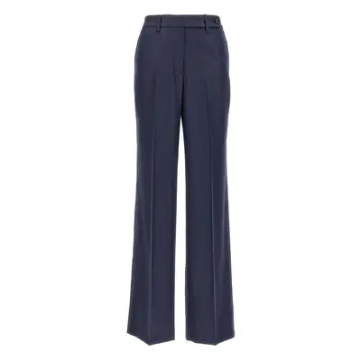 Kiton-Silk Cashmere Pantaloni Blu-Donna