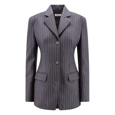 Off-White-Pinstriped Blazer Giacche Blu-Donna