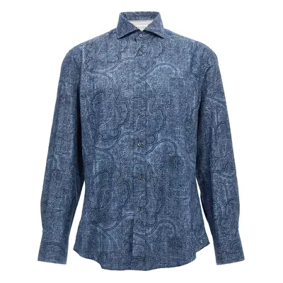 Brunello Cucinelli-Camicia in cotone con motivo Paisley-Uomo