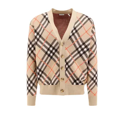 Burberry-Cardigan in lana e mohair con motivo Check-Uomo