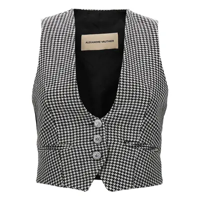 Alexandre Vauthier-Houndstooth Vest Gilet Bianco/Nero-Donna