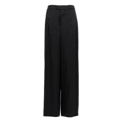 Saint Laurent-Satin CrêPe Pantaloni Nero-Donna