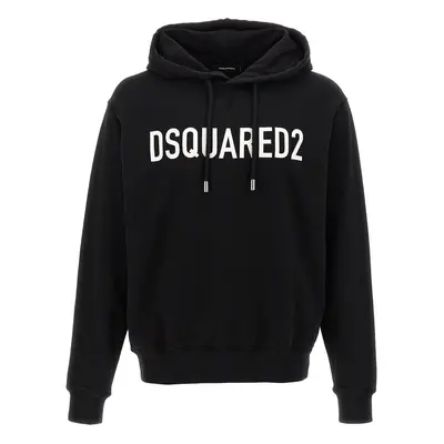 Dsquared2-Logo Print Hoodie Felpe Bianco/Nero-Uomo