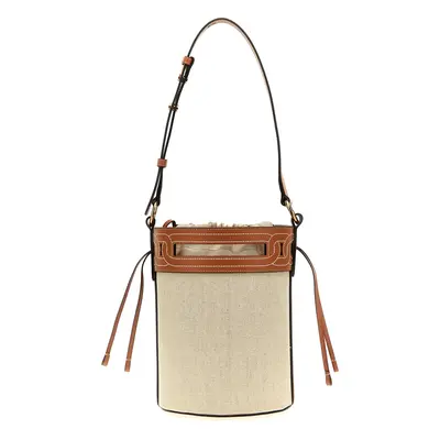 Tod'S-Leather Canvas Bucket Bag Borse A Spalla Marrone-Donna