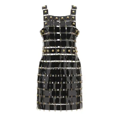 Paco Rabanne-Vinyl Check Dress Abiti Nero-Donna