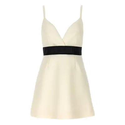 Dolce & Gabbana-Woolen Dress With Satin Belt And Straps Abiti Bianco-Donna