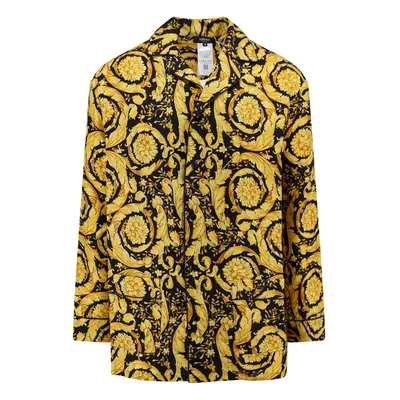 Versace-Camicia pigiama in seta con motivo Barocco-Uomo