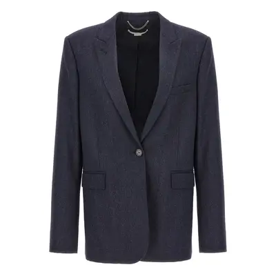 Stella Mccartney-Single-Breasted Wool Blazer Blazer And Suits Blu-Donna