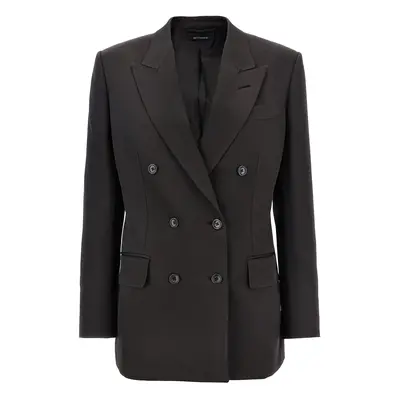 Tom Ford-Twill Double-Breasted Blazer Blazer And Suits Marrone-Donna