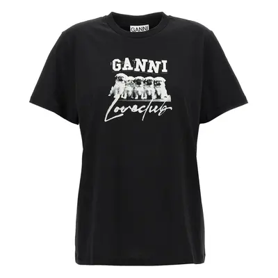 Ganni-Puppy Love T-Shirts Nero-Donna