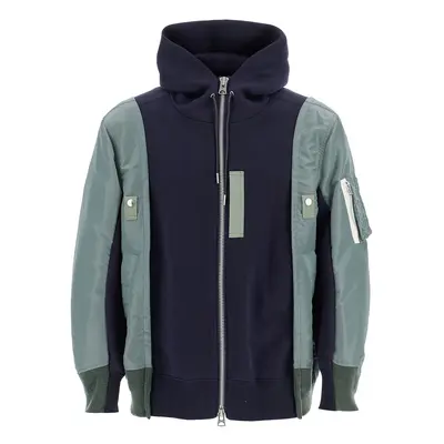 Sacai-Felpa Ibrida Con Zip E Cappuccio-Uomo