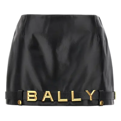 Bally-Leather Mini Skirt Gonne Nero-Donna