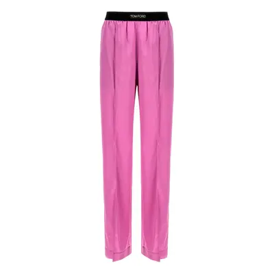 Tom Ford-Logo Elastic Pantaloni Viola-Donna