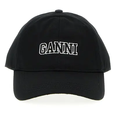 Ganni-Logo Cap Cappelli Nero-Donna