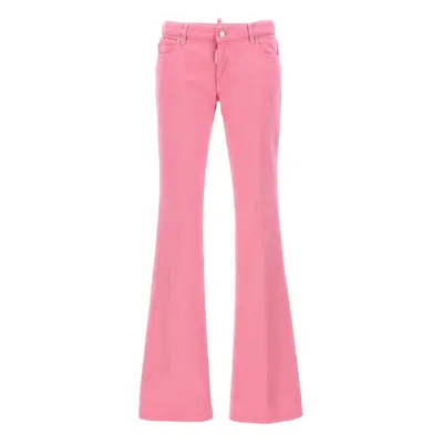 Dsquared2-Medium Waist Flare Jeans Rosa-Donna