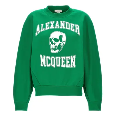 Mcqueen-Varsity Skull Felpe Verde-Donna