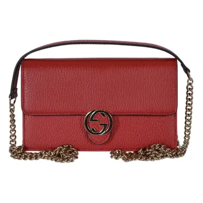 Gucci-Borsa Interlocking a tracolla GG small pelle -Donna -rosso