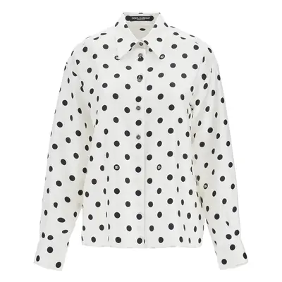 Dolce & Gabbana-Camicia In Seta Stampa Pois-Donna