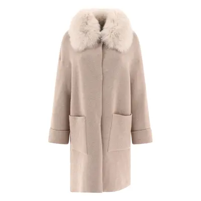 Giovi-Wool And Cashmere Coat Coats Beige-Donna