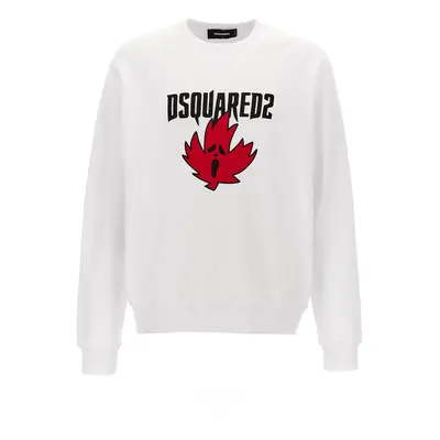 Dsquared2-Logo Print Felpe Bianco-Uomo