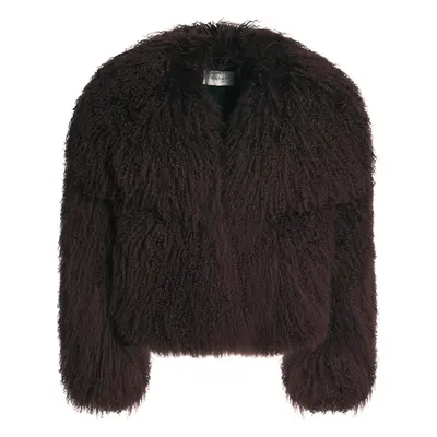 Wanan Touch-Cappotto Loyenne marrone in Pelliccia di Agnello-Donna