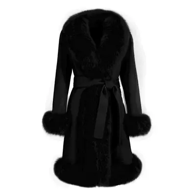 Wanan Touch-Cappotto Liberty Nero Misto Cachemire-Donna -Nero