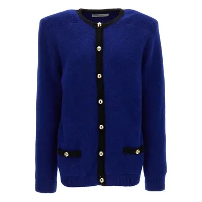 Alessandra Rich-Alpaca Cardigan Maglioni Blu-Donna