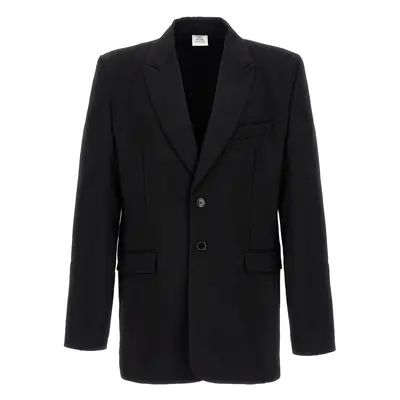 Vetements-Logo Embroidered Blazer Nero-Donna