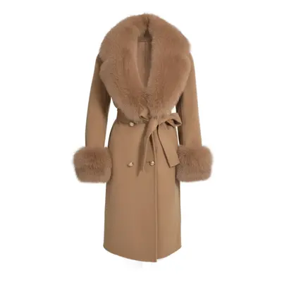 Wanan Touch-Cappotto Chic Camel in Misto Cachemire-Donna -Camel