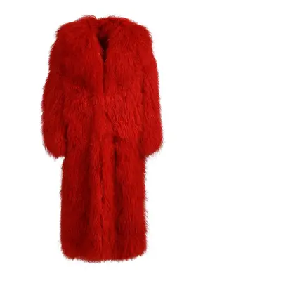 Wanan Touch-Cappotto Rouselin Rosso in Pelliccia di Agnello-Donna