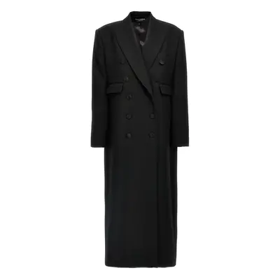 Dolce & Gabbana-Long Tuxedo Coat Trench E Impermeabili Nero-Donna