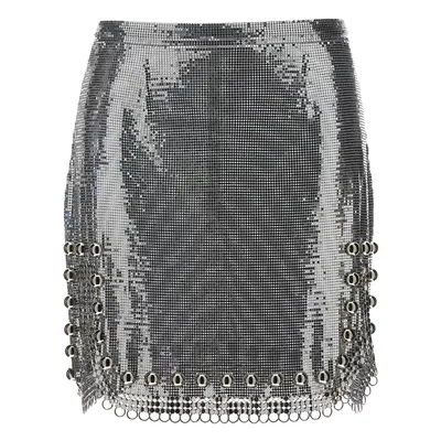 Paco Rabanne-Metallic Mesh Skirt Gonne Silver-Donna