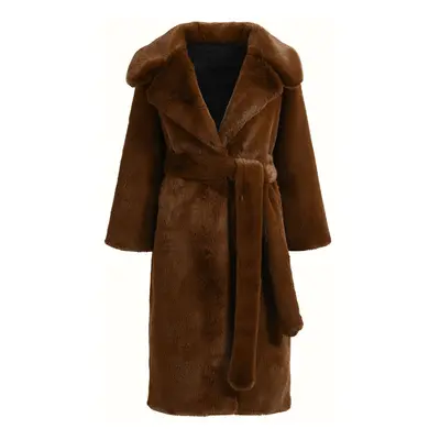 Wanan Touch-Cappotto Eco Pelliccia in Alpaca e Lana Marrone-Donna -Marrone