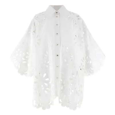 Dolce & Gabbana-Cut-Out Embroidery Shirt Camicie Bianco-Donna