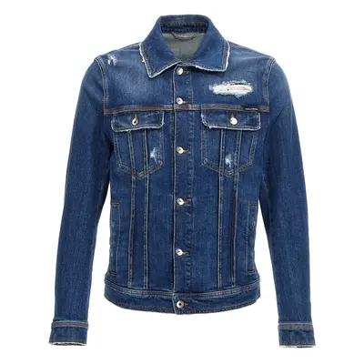 Dolce & Gabbana-Denim Jacket With Used Effect Giacche Blu-Uomo