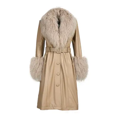 Wanan Touch-Cappotto Sac Beige in Pelle-Donna -Camel