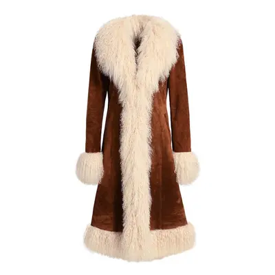 Wanan Touch-Cappotto Billy Marrone con Pelliccia di Agnello-Donna -Marrone