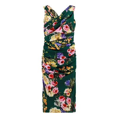 Dolce & Gabbana-Abito in seta stretch con stampa floreale-Donna