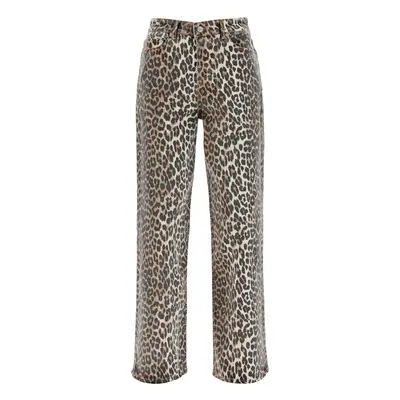 Ganni-Jeans Izey In Denim Stampa Leopardo-Donna