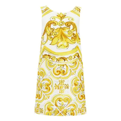 Dolce & Gabbana-Miniabito In Broccato Stampa Maiolica-Donna