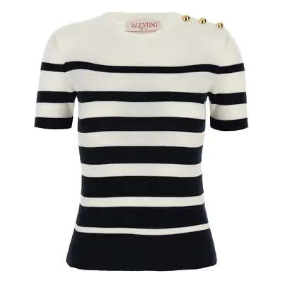 Valentino Garavani-Valentino Striped Sweater Maglioni Blu-Donna