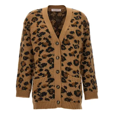 Valentino Garavani-Valentino Animalier Cardigan Maglioni Marrone-Donna