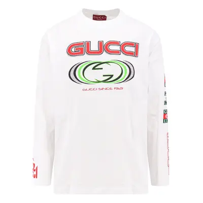 Gucci-T-shirt in cotone con stampa GG frontale-Uomo