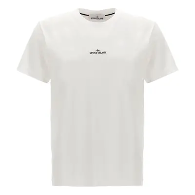 Stone Island-Logo Print T Shirt Bianco-Uomo