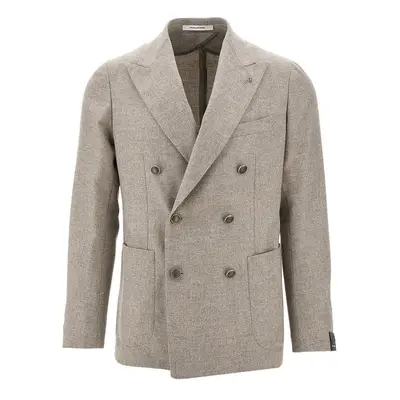 TAGLIATORE Wool and cashmere double-breasted blazer Man 52