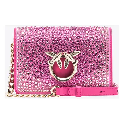 Pinko, Mini Love Bag Click full strass PINKO Galleria, Pink pinko-light gold, U