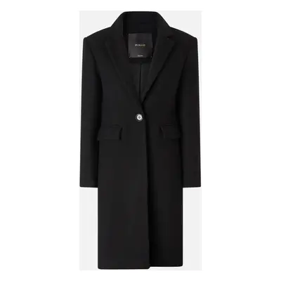 Pinko, Cappotto monopetto in panno misto lana, Nero limousine, 38